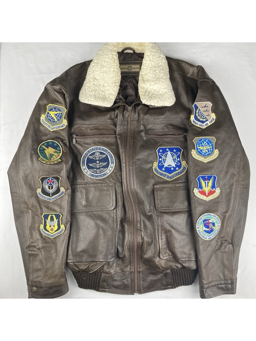 Mens M Medium The Bradford Exchange Air Force Flight Jacket Leather Bomber Patch